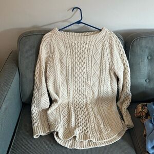 LLBean Fisherman Cable Knit Sweater with Gorgeous Knit - Oversized Tunic Length